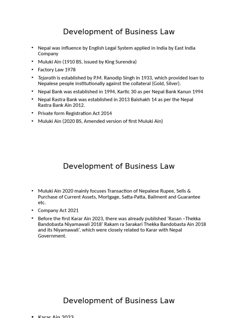 Evolution of Business Law in Nepal | PDF