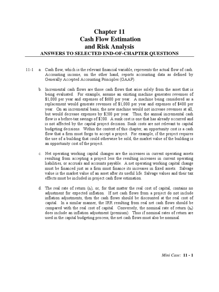 Cash Flow Estimation & Risk Analysis | PDF | Capital Budgeting ...