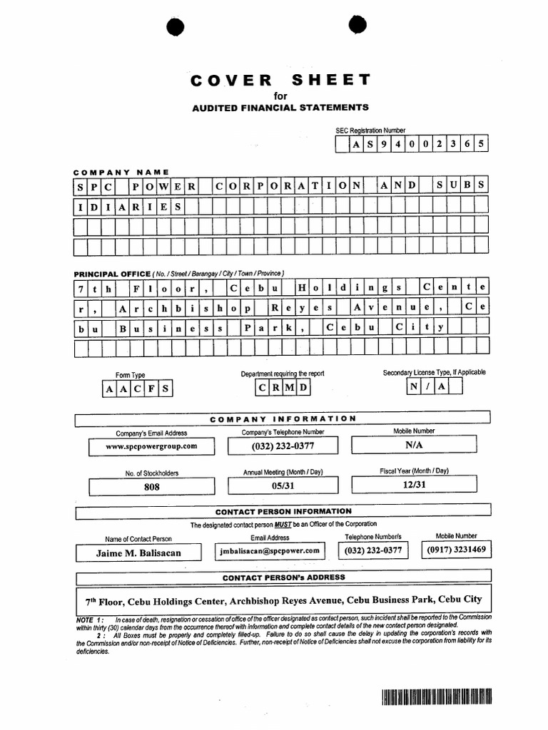 SPC POWER CORP - SEC FORM 17-A - 18 April 2022 - PART 2 | PDF