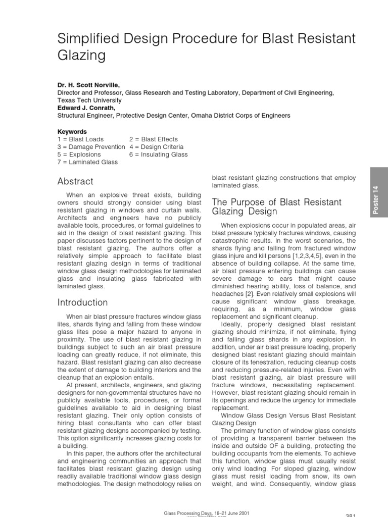 Simplified Design Procedure For Blast Resistant Glazing | PDF | Glasses ...
