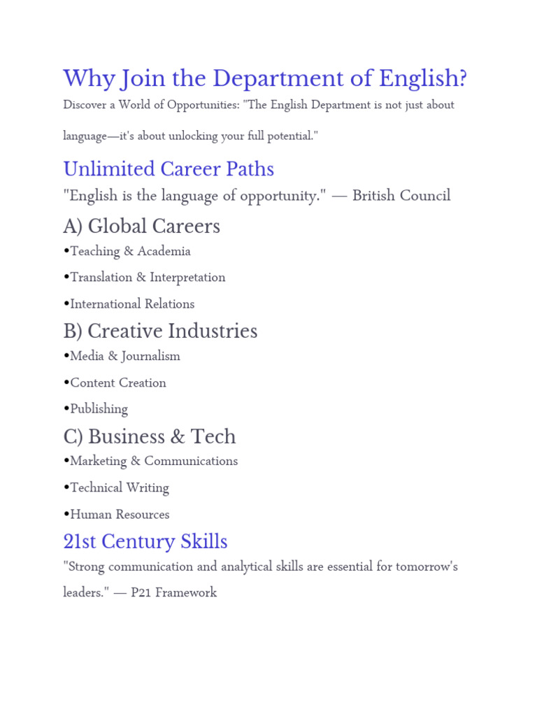 Explore English Department Opportunities | PDF | Public Speaking ...