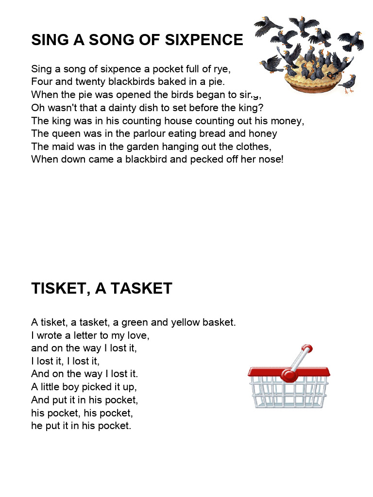 Nursery Rhymes Songs Fingerplays Printable Cards-21-30 | PDF | Folk ...