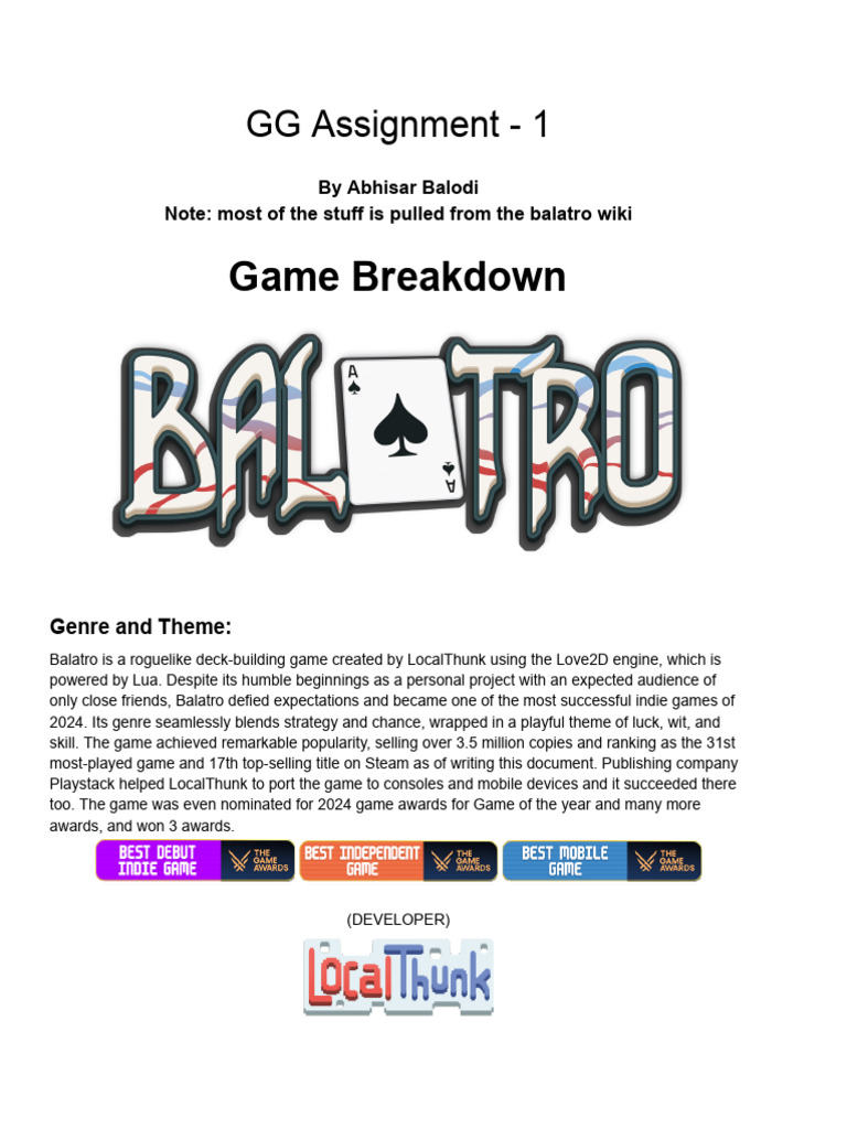 Balatro Game Mechanics Overview | PDF | Playing Cards | Card Games