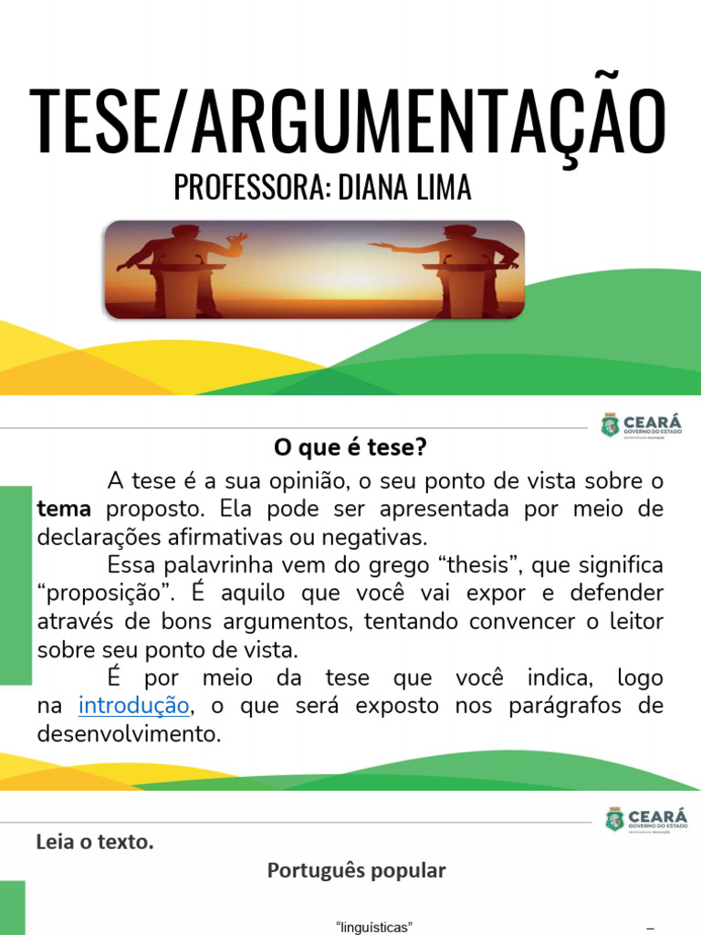 Entendendo Tese e Argumentação em Textos | PDF | Raciocínio dedutivo ...