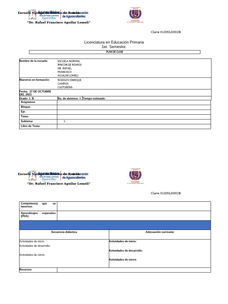 Plan de Clase para Educación Primaria | PDF | Escuelas | Enseñando