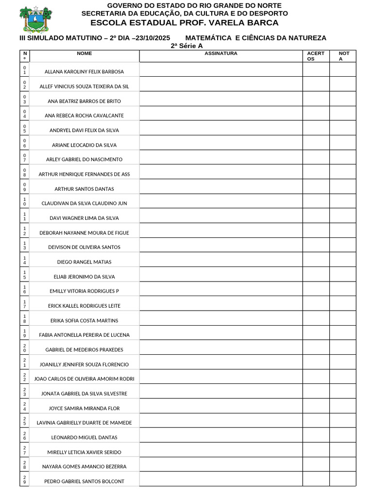 LISTA 2 ANO | PDF
