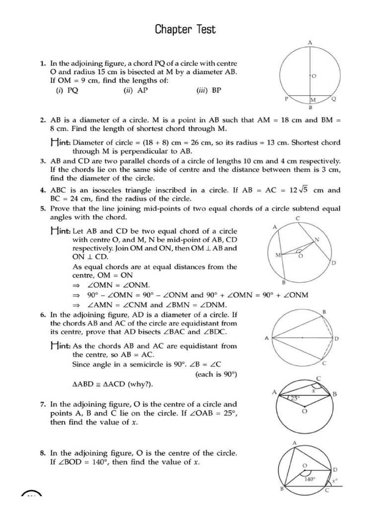 Practice Set Circles | PDF