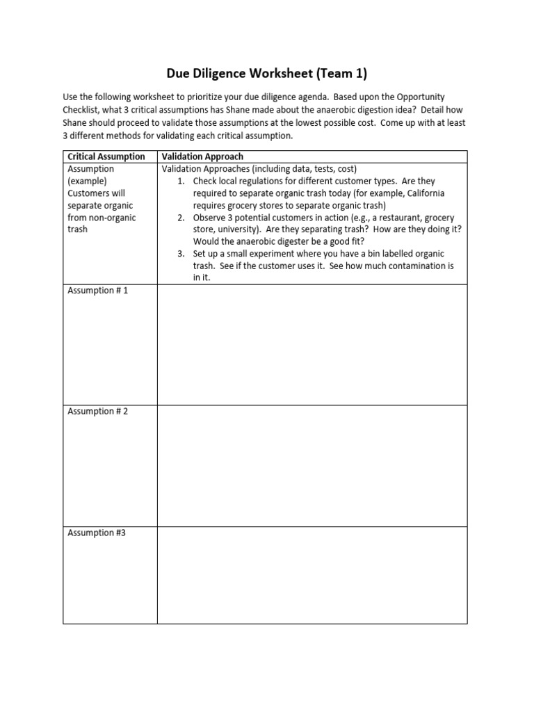 Feed - Due Diligence Worksheet | PDF