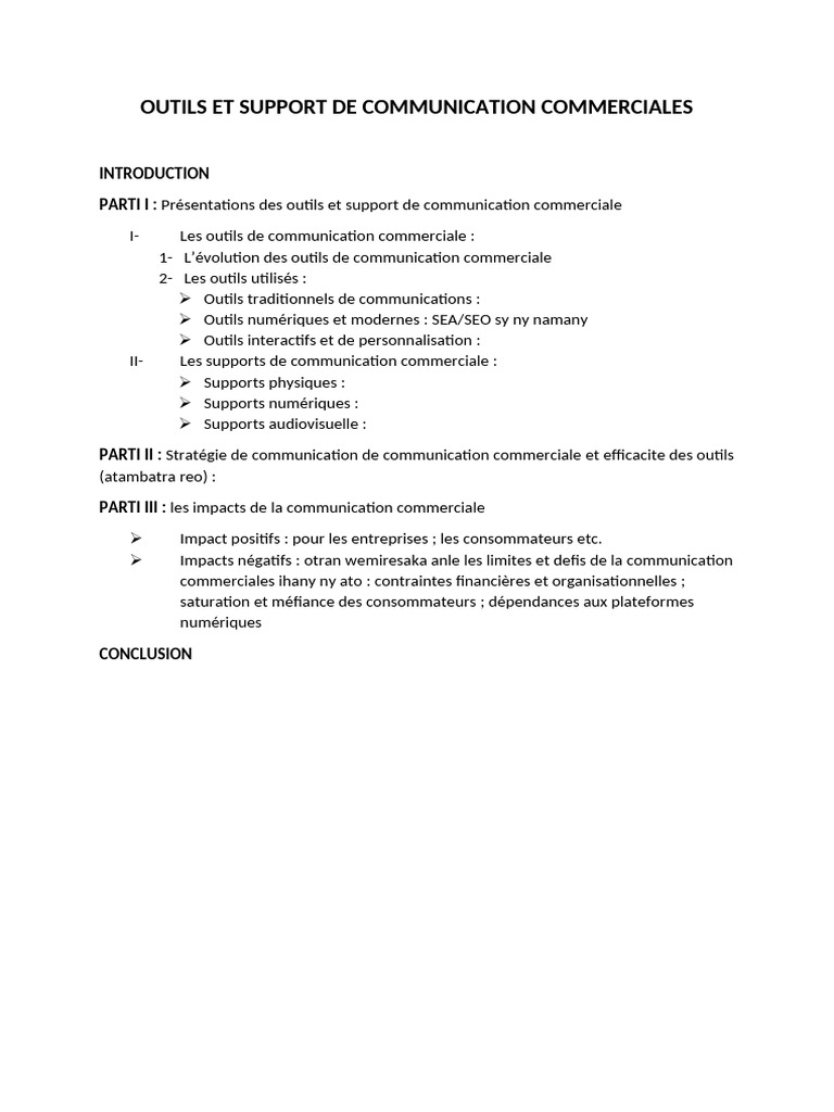 Outils et Stratégies de Communication Commerciale | PDF