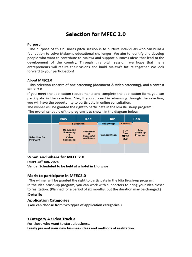 MFEC 2.0: Empowering Malawi Entrepreneurs | PDF | Business