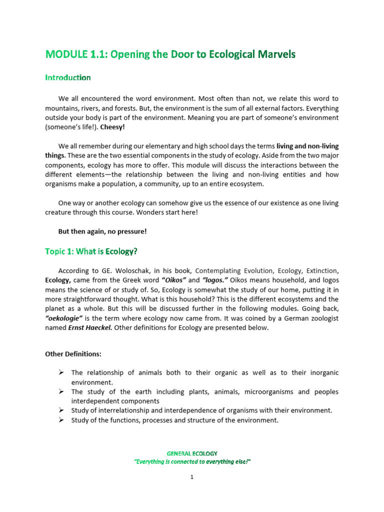 Introduction to Ecology Concepts | PDF | Ecology | Natural Environment