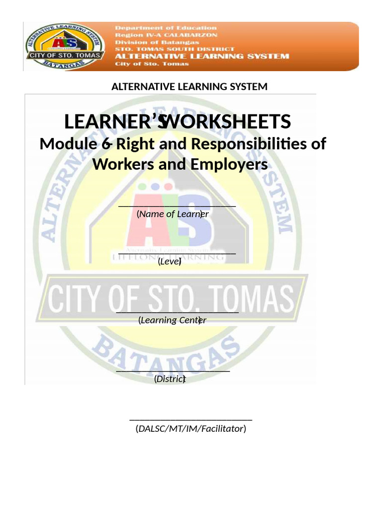 6 MyDev Module 6 Rights and Responsibilities of Workers and Employers ...