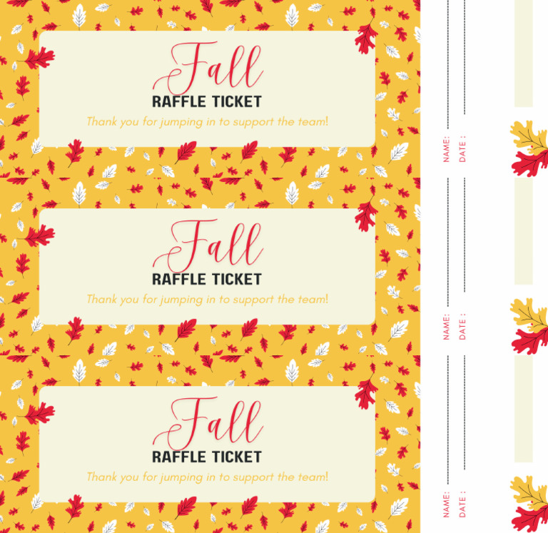 Orange Red Autumn Raffle Ticket | PDF