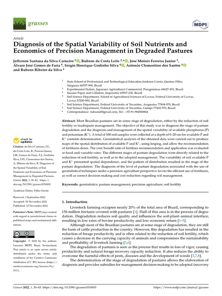 ARTIGO Diagnosis of The Spatial Variability of Soil Nutrients and ...