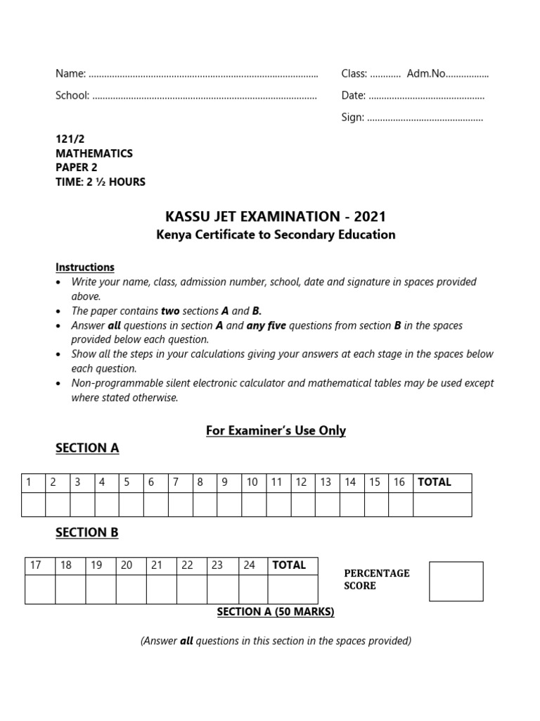 2021 Kassu JET Mathematics Exam Paper | PDF | Area | Circle