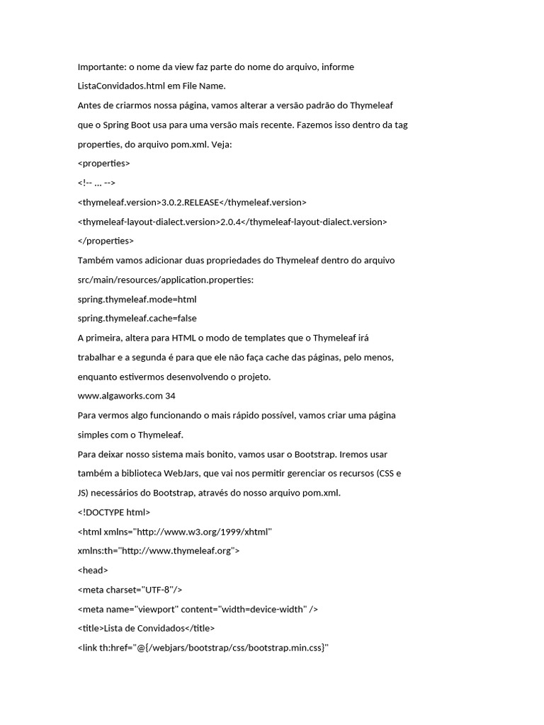 Configuração do WebJars com Thymeleaf | PDF | Bootstrap (estrutura de ...