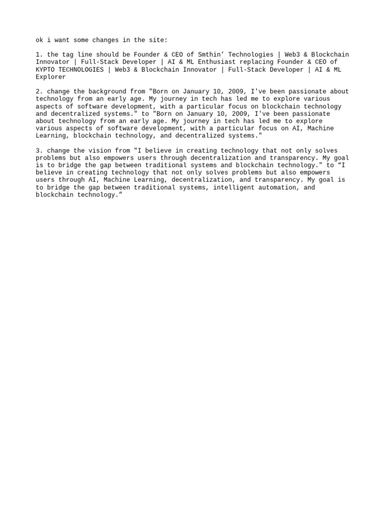 Website Content Update for Tech Profile | PDF