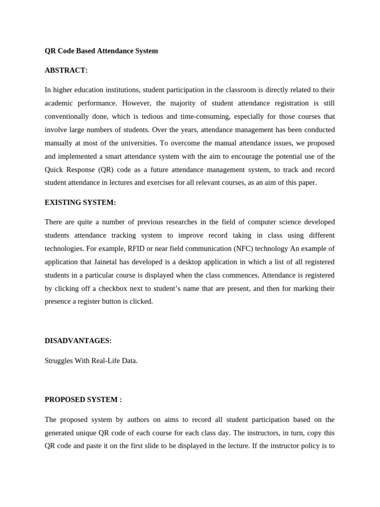 QR Code Attendance System for Students | PDF | Qr Code | Computing