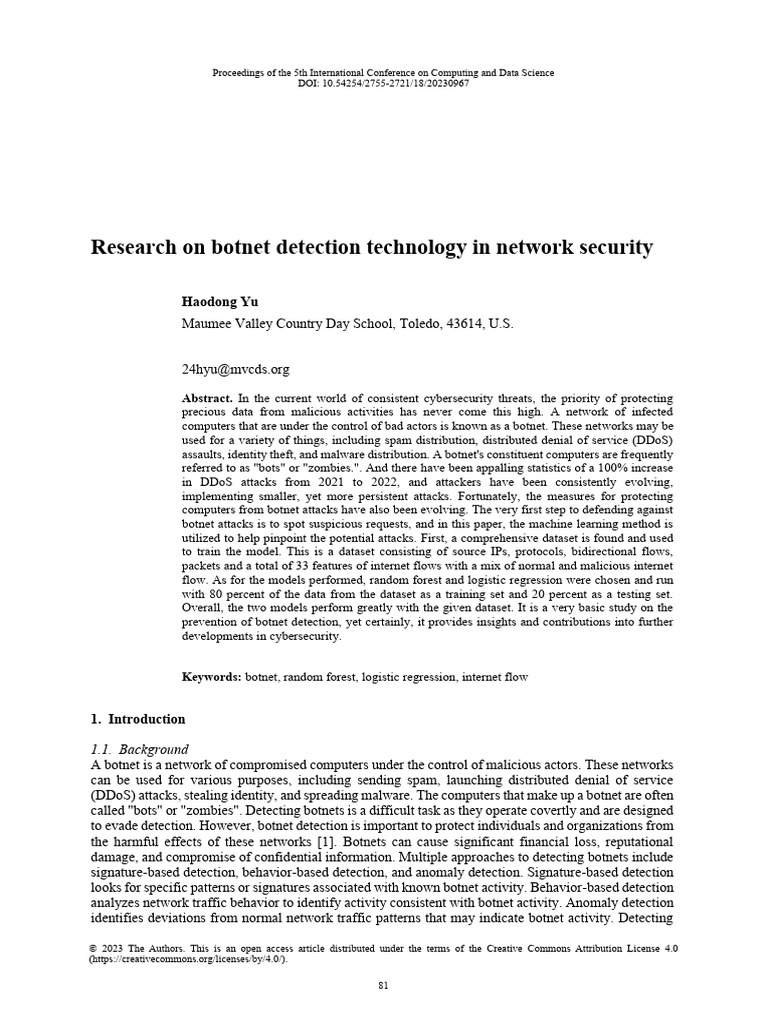 Botnet Detection Using Machine Learning | PDF | Logistic Regression ...