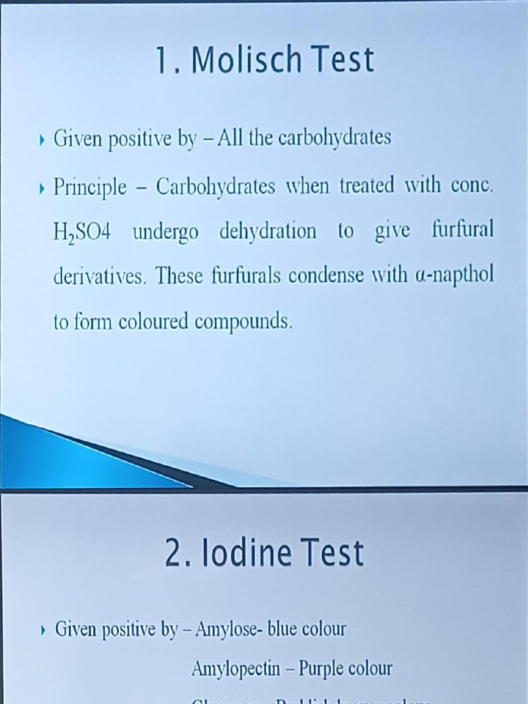 Molisch Test for Carbohydrates | PDF | Chemical Substances ...