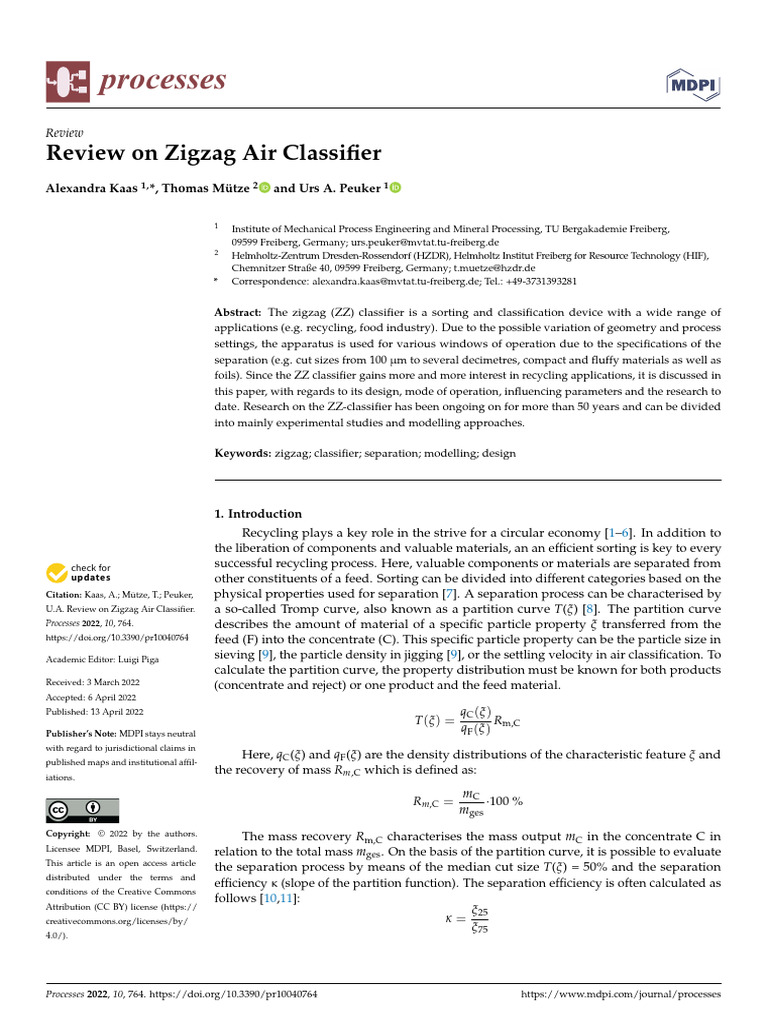 Review of Zigzag Air Classifier Design | PDF | Force | Statistical ...