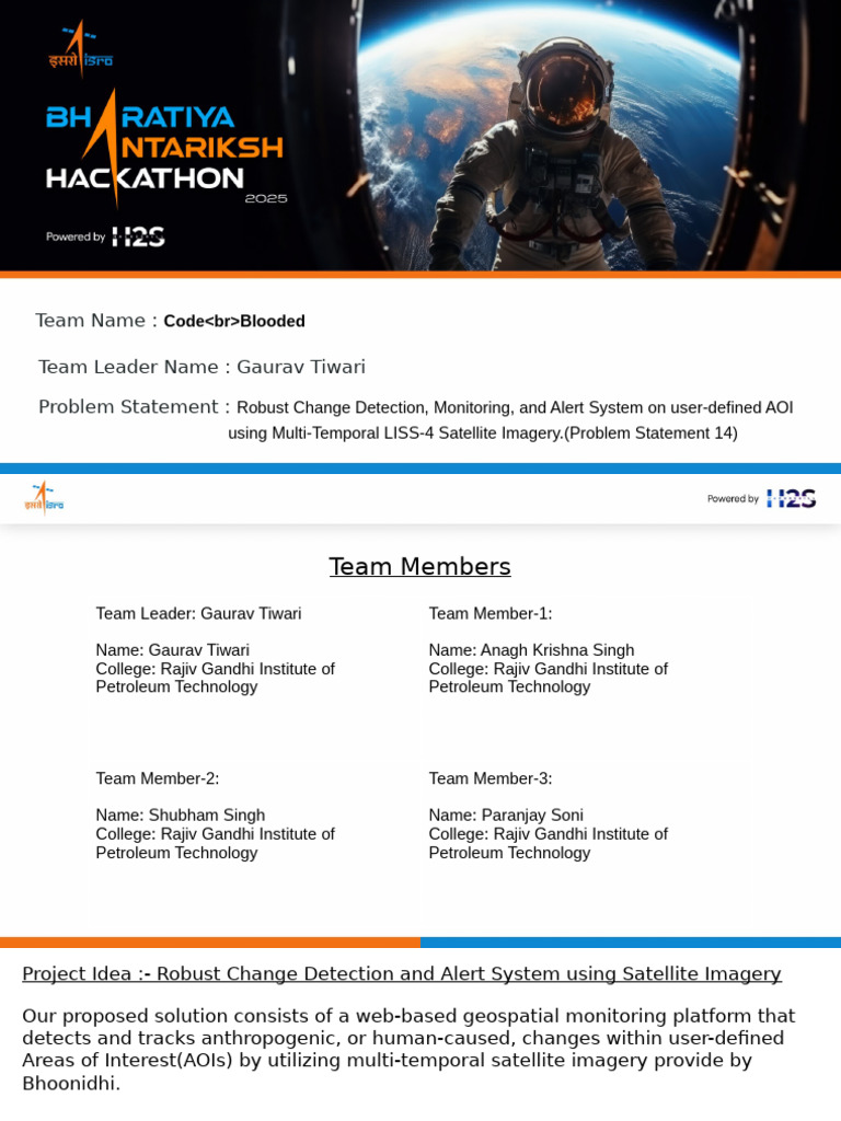 Bharatiya Antariksh Hackathon 2025 Idea Submission-CodeBlooded | PDF ...