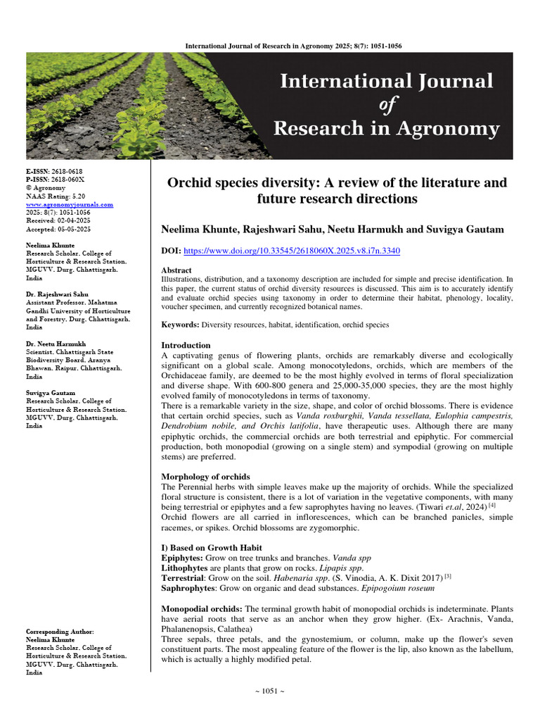 Orchid Species Diversity A Review of The | PDF | Trees | Plant Morphology