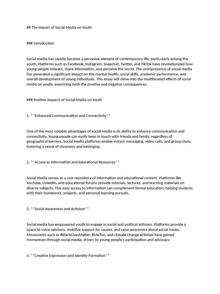 The Impact of Social Media On Youth | PDF | Social Media | Popular ...
