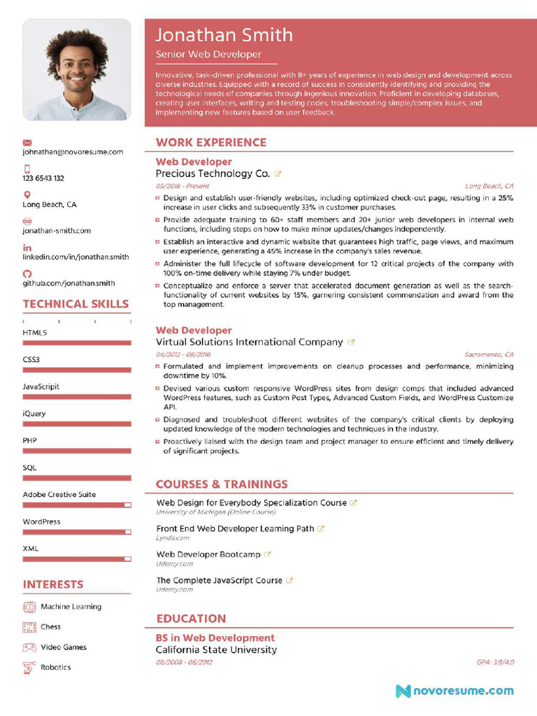 Web Developer CV Example | PDF