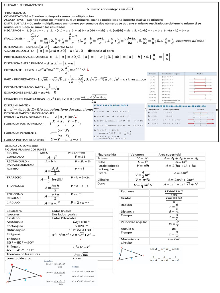 Formulario Final | PDF | Geometría Elemental | Matemáticas