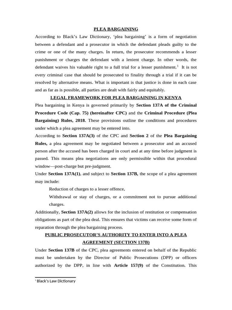 Understanding Plea Bargaining in Kenya | PDF | Plea Bargain | Plea