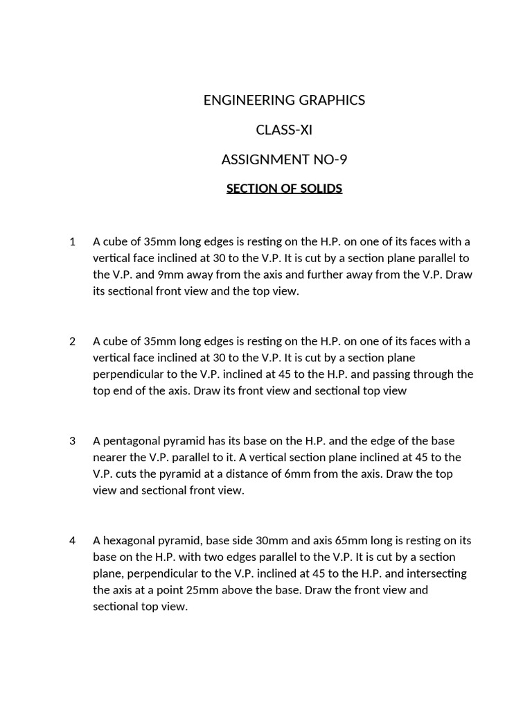 Engineering Graphics Assignments Overview | PDF | Sphere | Elementary ...