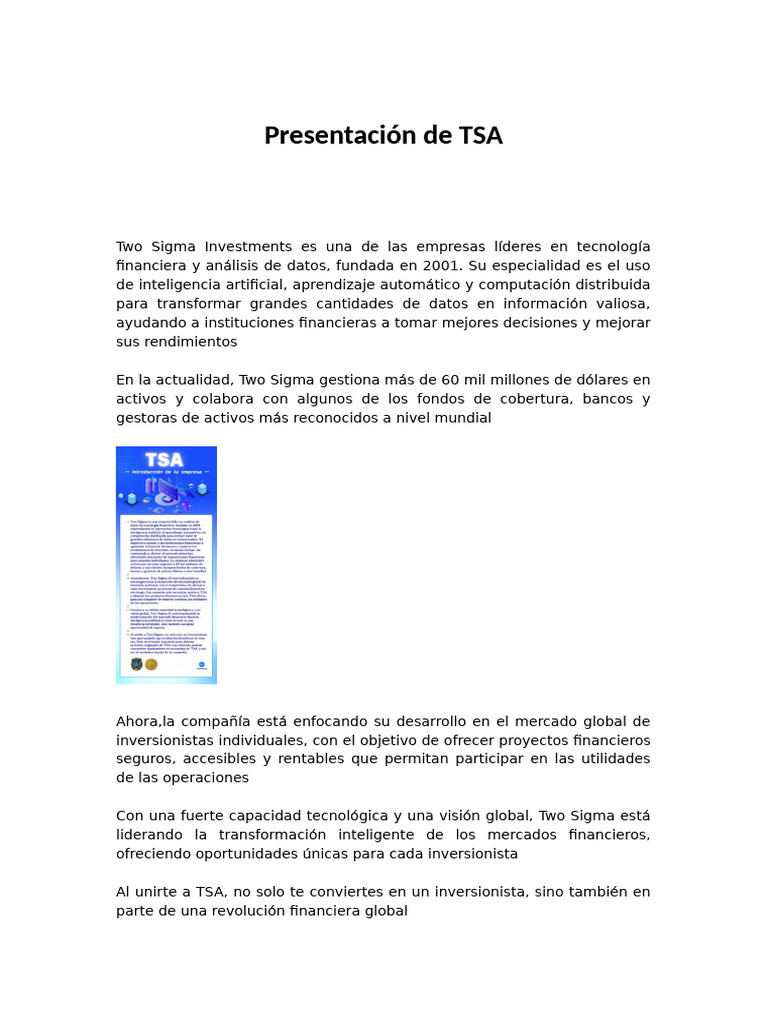 Inversiones Seguras con TSA y AI | PDF | Inteligencia artificial ...