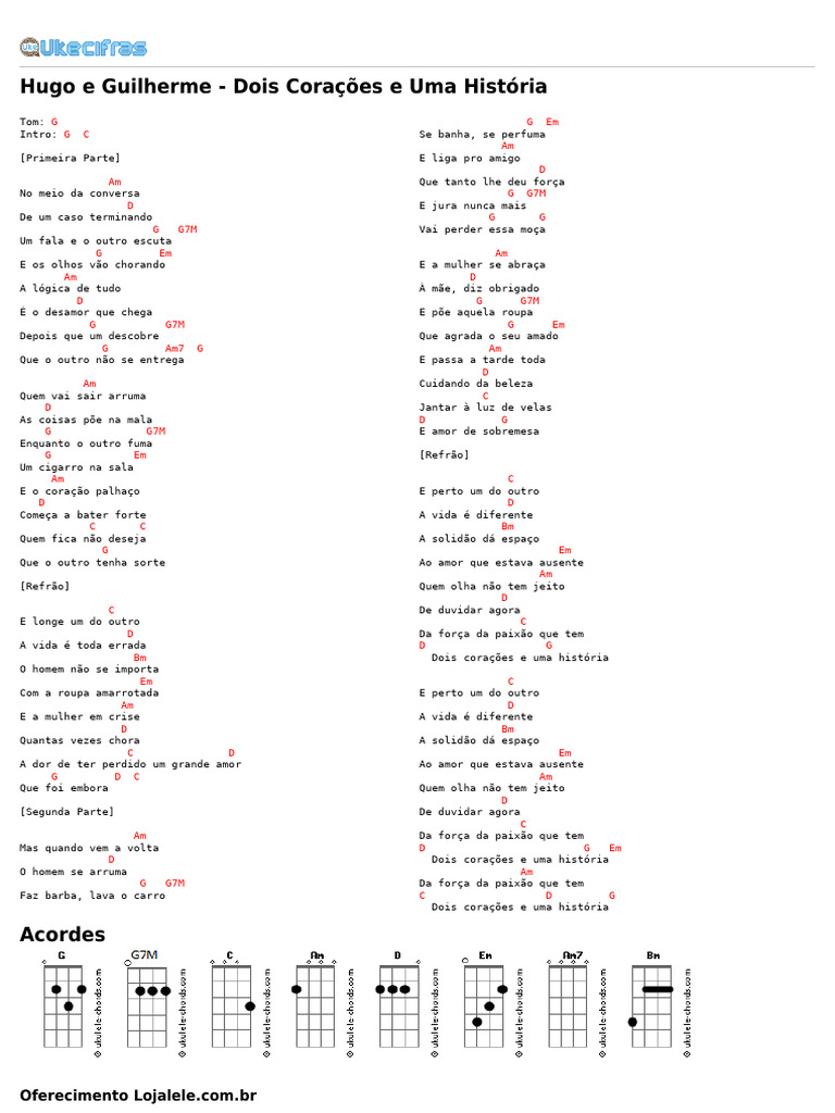 Dois Corações e Uma História: Letra e Acordes | PDF | Amor