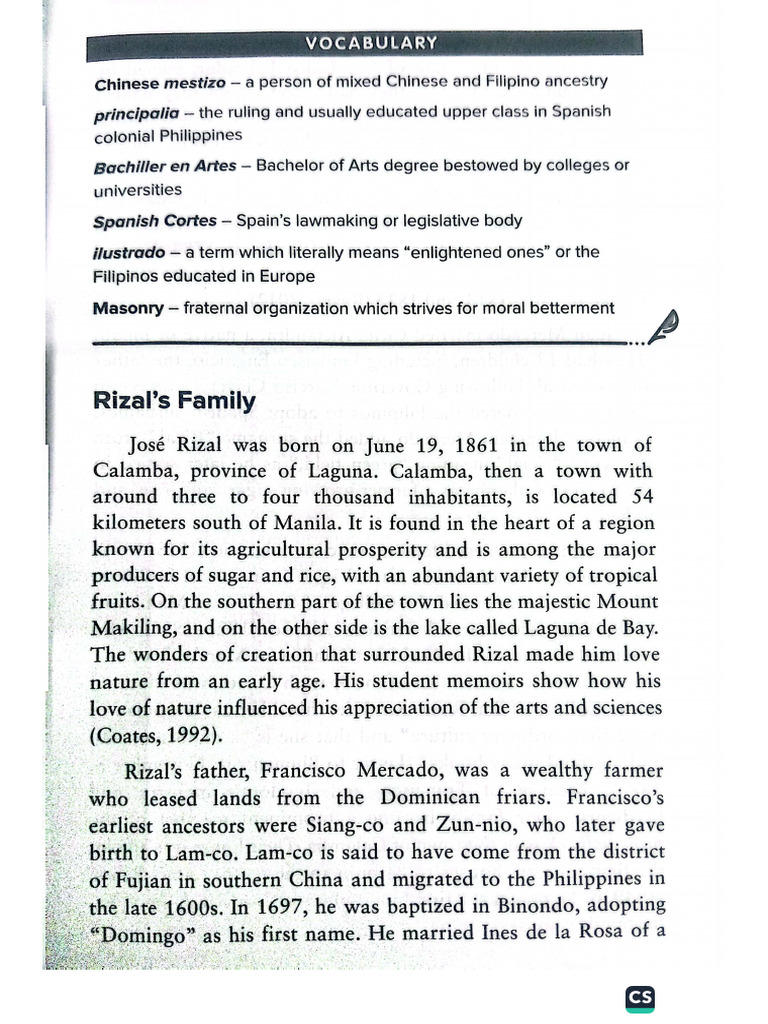 Rizals Early Life | PDF