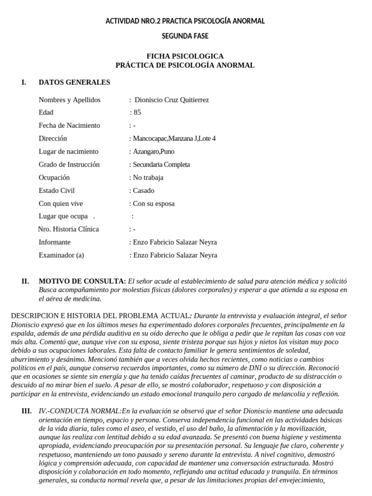 ACTIVIDAD Nro. 2 PSI. ANORMAL 2da. Fase EFSN | PDF | Las emociones ...