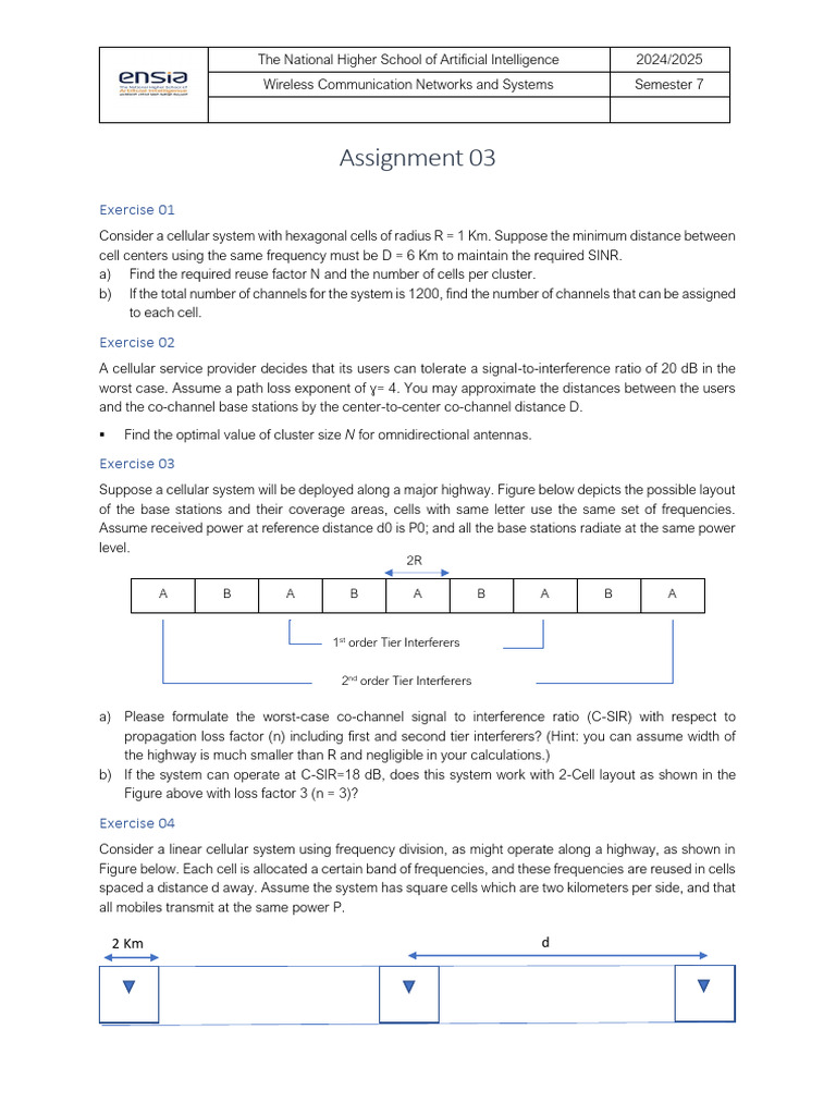 Cellular Network Assignment Exercises | PDF | Cellular Network | Radio ...