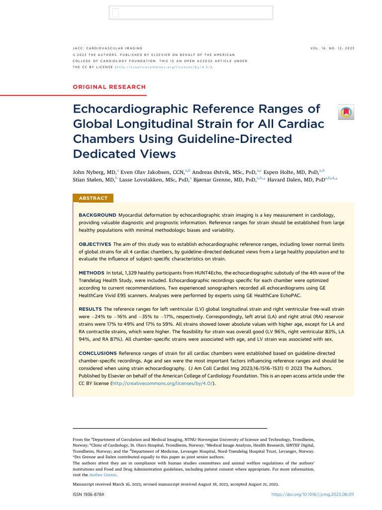 Echo Cardiographic Reference Ranges of | PDF | Echocardiography ...