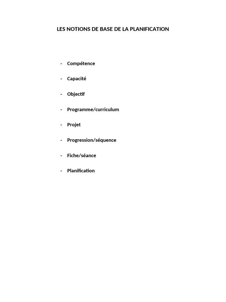 Les Notions de Base de La Planification | PDF | Planification | Pédagogie