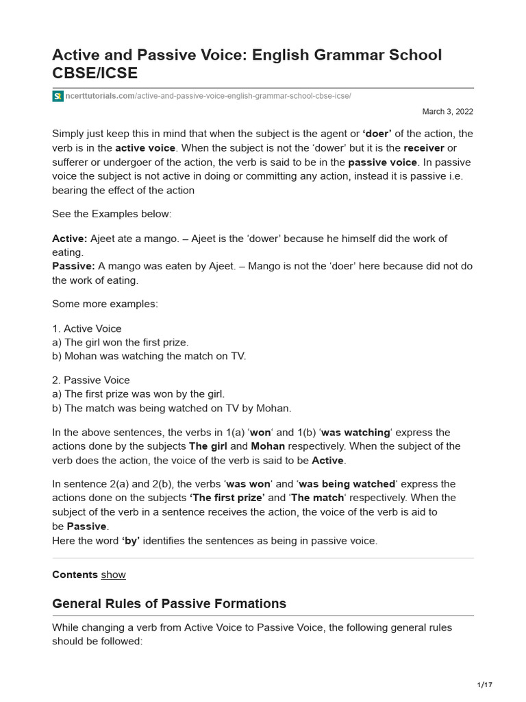 Understanding Active and Passive Voice | PDF | Subject (Grammar) | Verb