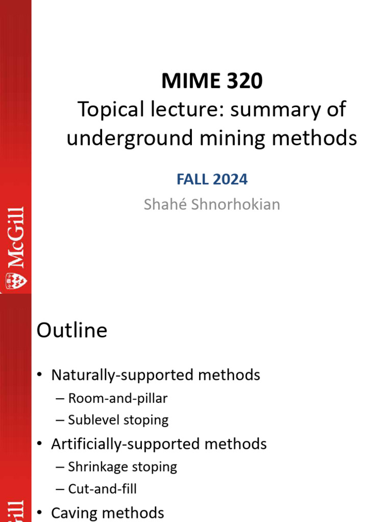 Underground Mining Methods Overview | PDF | Mining | Materials