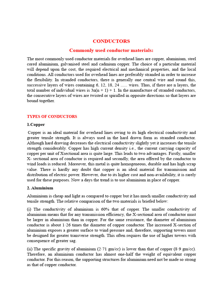 CONDUCTORS | PDF | Electrical Conductor | Wire