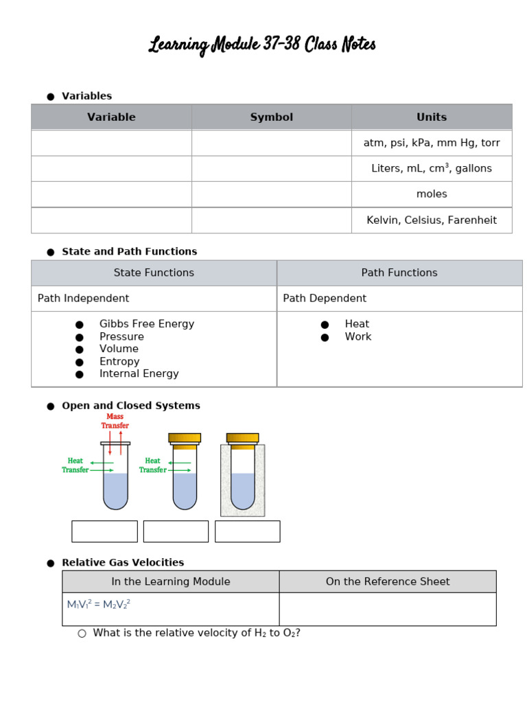 Learning+Module+37+&+38+Class+Notes | PDF | Gases | Temperature