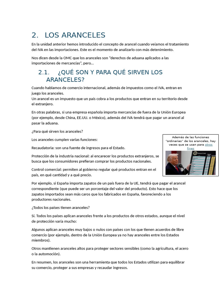 Funciones y Definición de Aranceles | PDF | Arancel | aduana