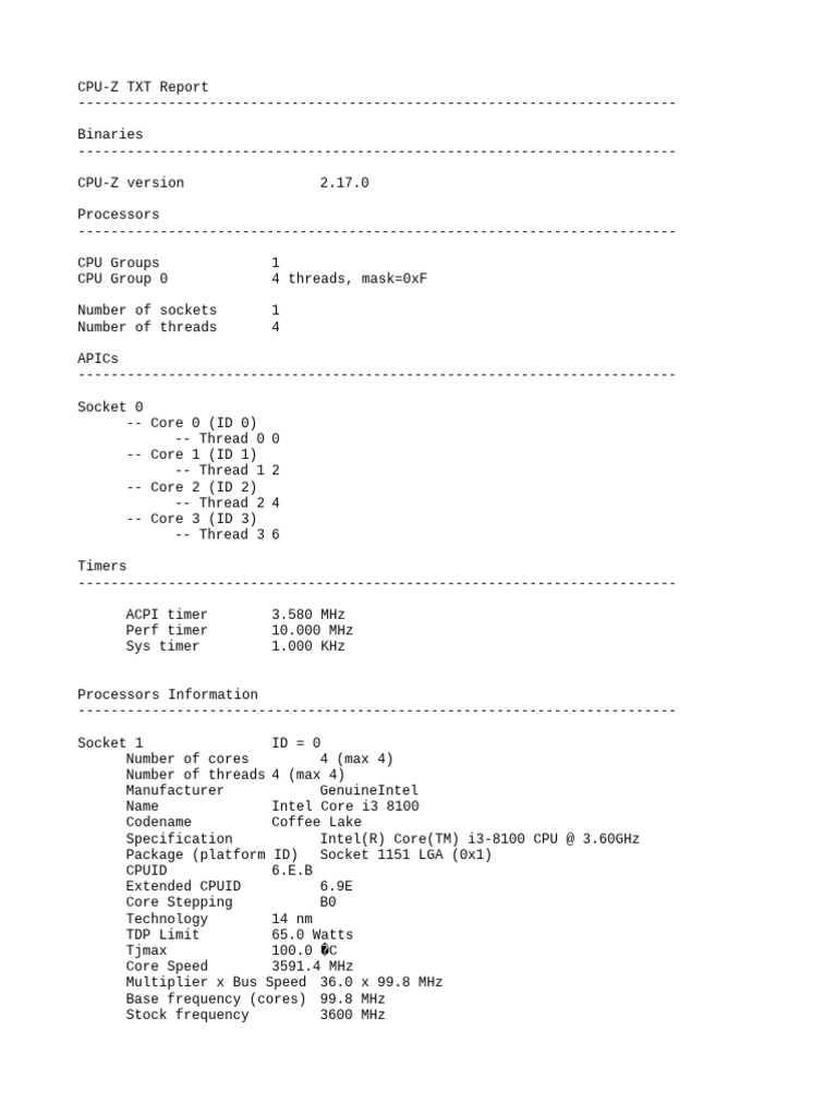 Intel Core i3 8100 CPU-Z Report | PDF | Central Processing Unit ...