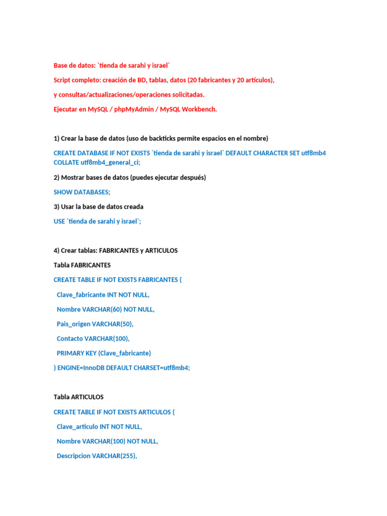 Creación y gestión de base de datos en MySQL | PDF | Software de ...