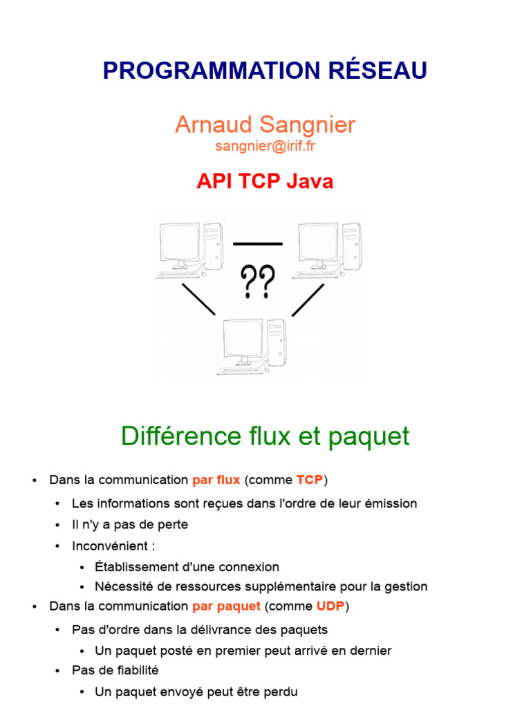 Programmation réseau : API TCP en Java | PDF | Protocole de contrôle de ...