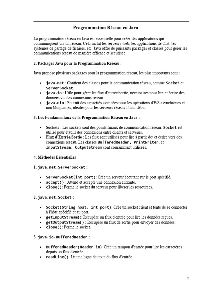 Programmation Réseau en Java : Guide Complet | PDF | Java (Langage de ...