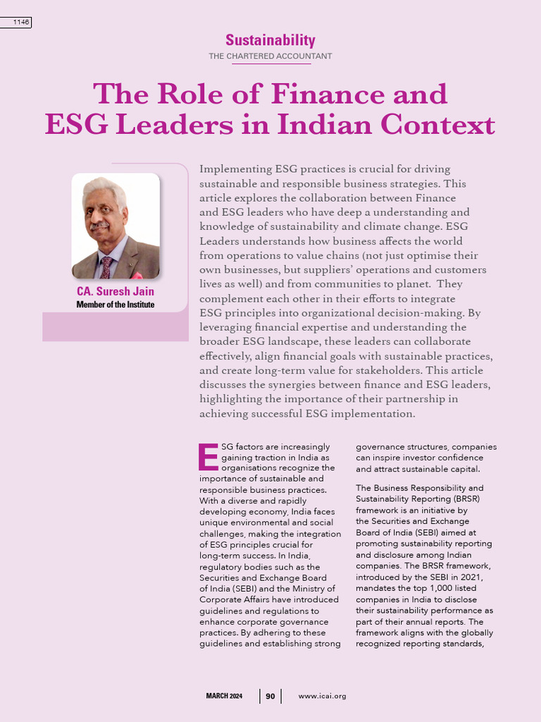 Finance and ESG Leaders in India | PDF | Governance | Sustainability