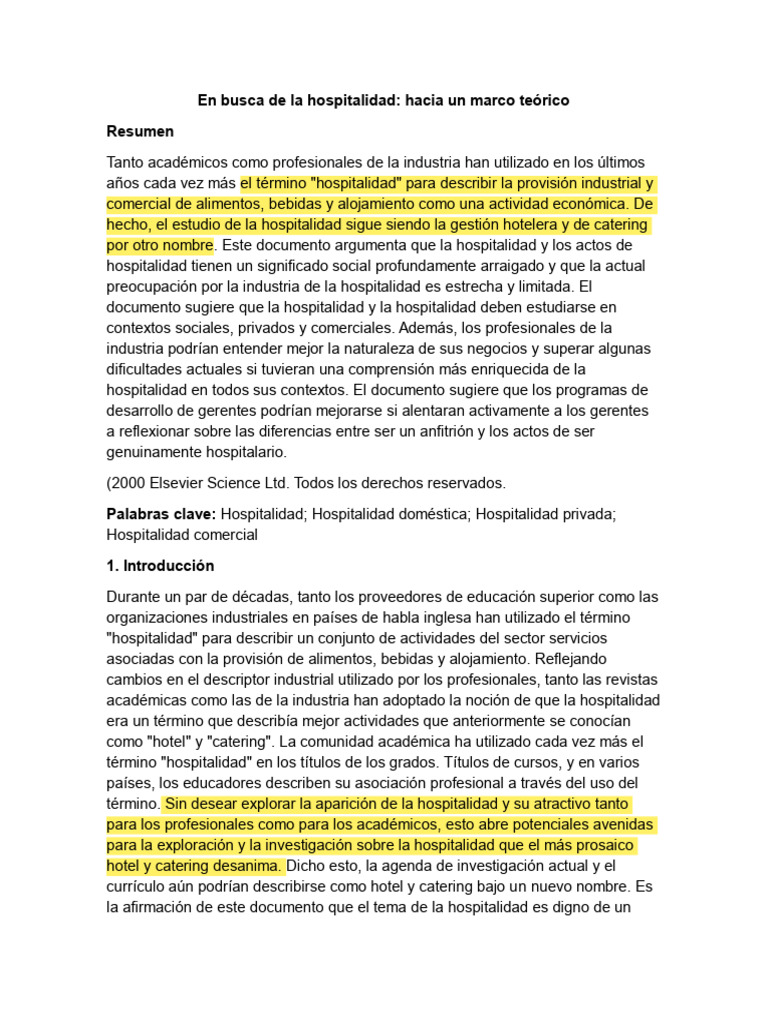 En Busca de La Hospitalidad | PDF | Sociedad | Alimentos